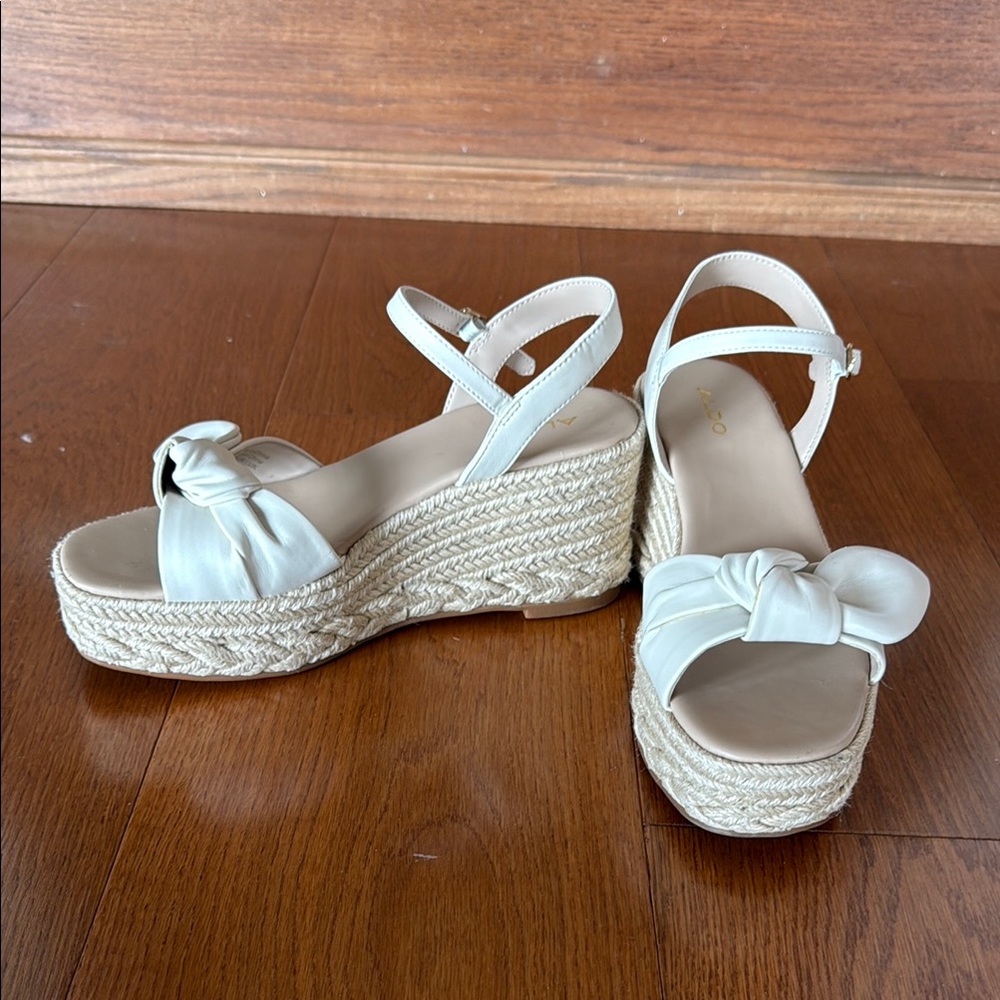 Aldo Cream Wedge Sandals with Espadrille Heel